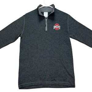 Ohio State Buckeyes Men's Small Quarter Zip Pullover Gray Knit Sweater Hanes